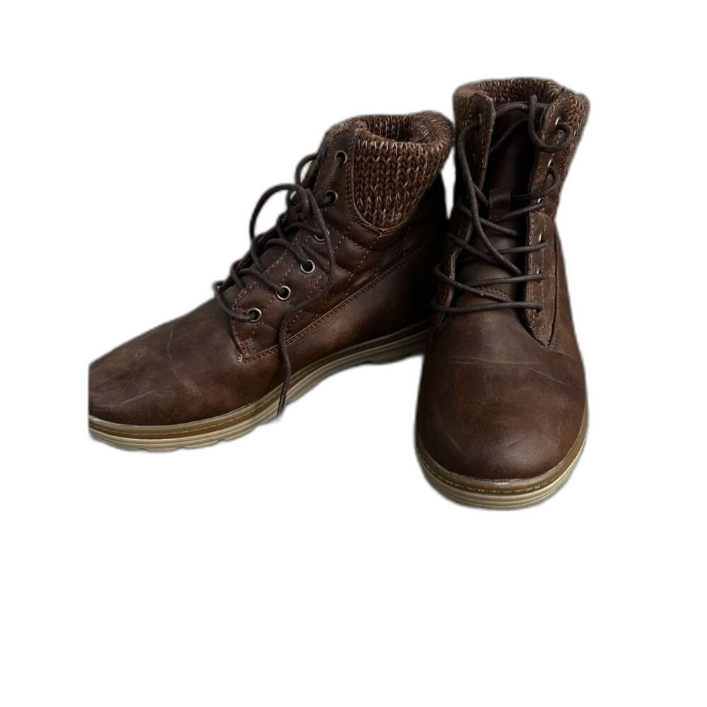 womens faux leather fall cozy core hipster boots lace up boho